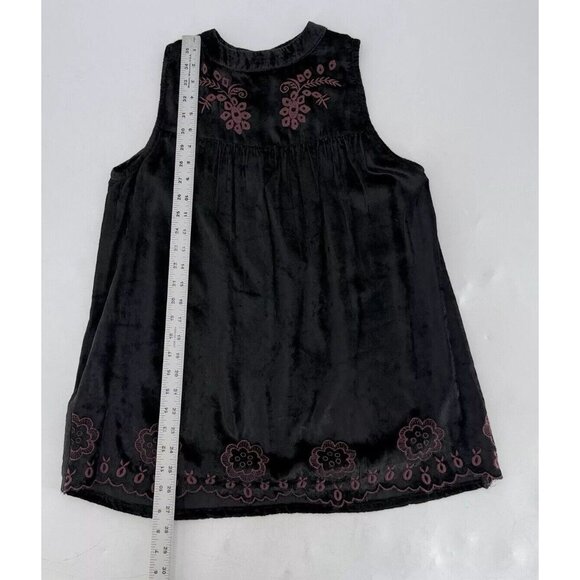 World Market Women’s Black Embroidered‎ Velour Sleeveless Blouse Size S/M Boho - Picture 11 of 12